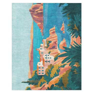 Mediterranian Cliffside Village in 8' x 10' Size