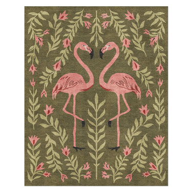 Flamingo Friends Sage Green in 8' x 10' Size