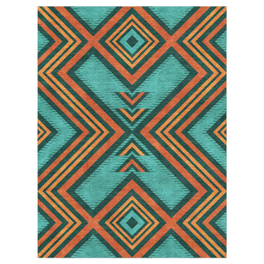 Pancho Turquoise & Vermillion in 12x9ft Size