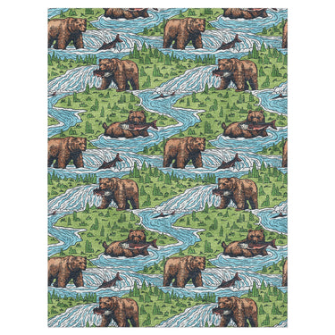 Bears Catching Salmon in 9' x 12' Size