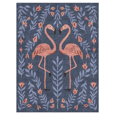 Flamingo Friends Navy in 9' x 12' Size