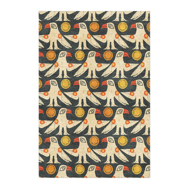 Tribal Birds Black in 4' x 6' Size