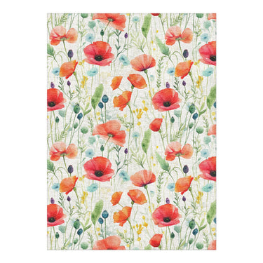 Watercolor Poppies in 5' x 7' Size