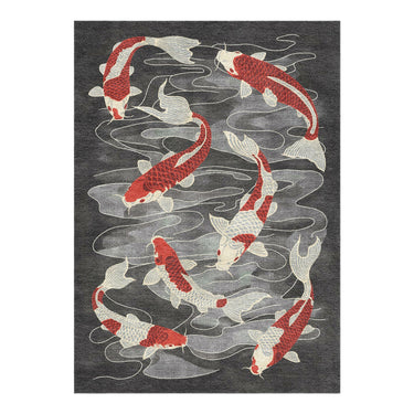 Koi Pond Charcoal in 5' x 7' Size