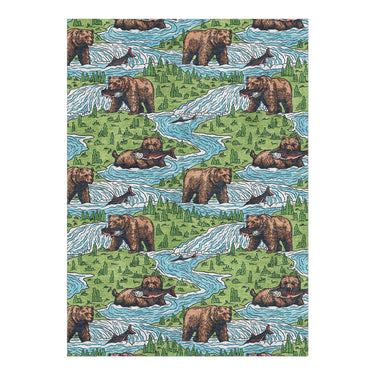 Bears Catching Salmon in 5' x 7' Size