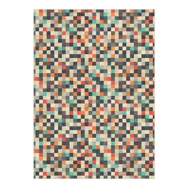 Pixel Mosaic Multicolor Earthtone in 5' x 7' Size