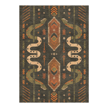 Ophidian Snakes Olive Green & Orange in 7x5ft Size