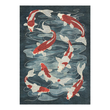 Koi Pond Blue in 5' x 7' Size