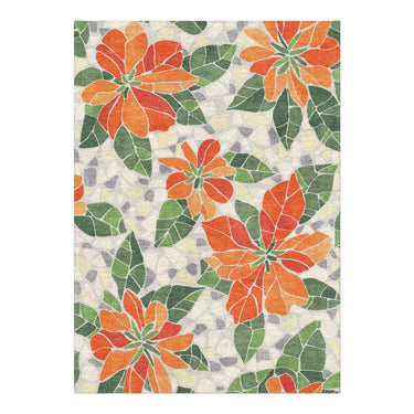 Mosaic Poinsettia Orange in 5' x 7' Size