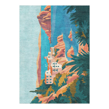 Mediterranian Cliffside Village in 5' x 7' Size