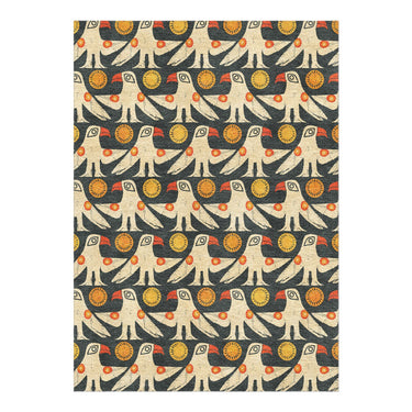 Tribal Birds Black in 5' x 7' Size