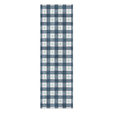 Wallace Plaid Blue & Teal in 8x2 5ft Size