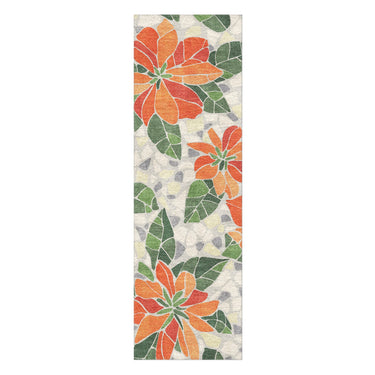 Mosaic Poinsettia Orange in 2.5' x 8' Runner Size