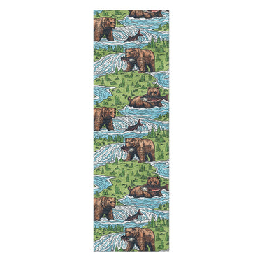 Bears Catching Salmon in 2.5' x 8' Runner Size