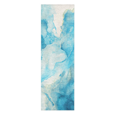 Zephyr Watercolor Azure Blue in 2.5' x 8' Runner Size