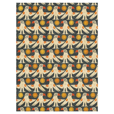 Tribal Birds Black in 6' x 9' Size