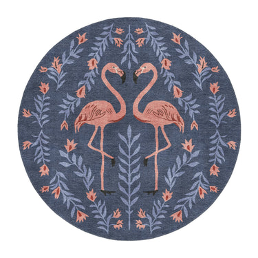 Flamingo Friends Navy in 5' Round Size