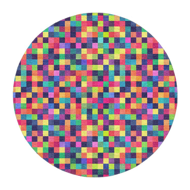 Pixel Mosaic Multicolor Vibrant in 5' Round Size