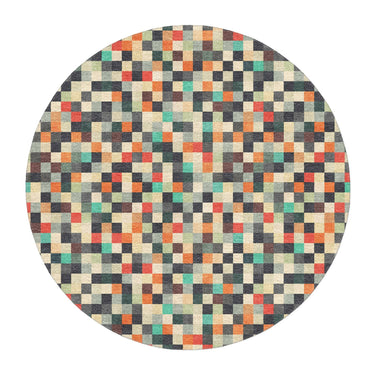Pixel Mosaic Multicolor Earthtone in 5' Round Size