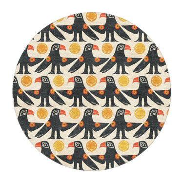 Tribal Birds Ivory in 5' Round Size