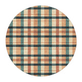 Brenton Plaid Taupe & Teal in 5' Round Size