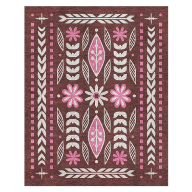 Topanga Burgundy & Pink in 8' x 10' Size