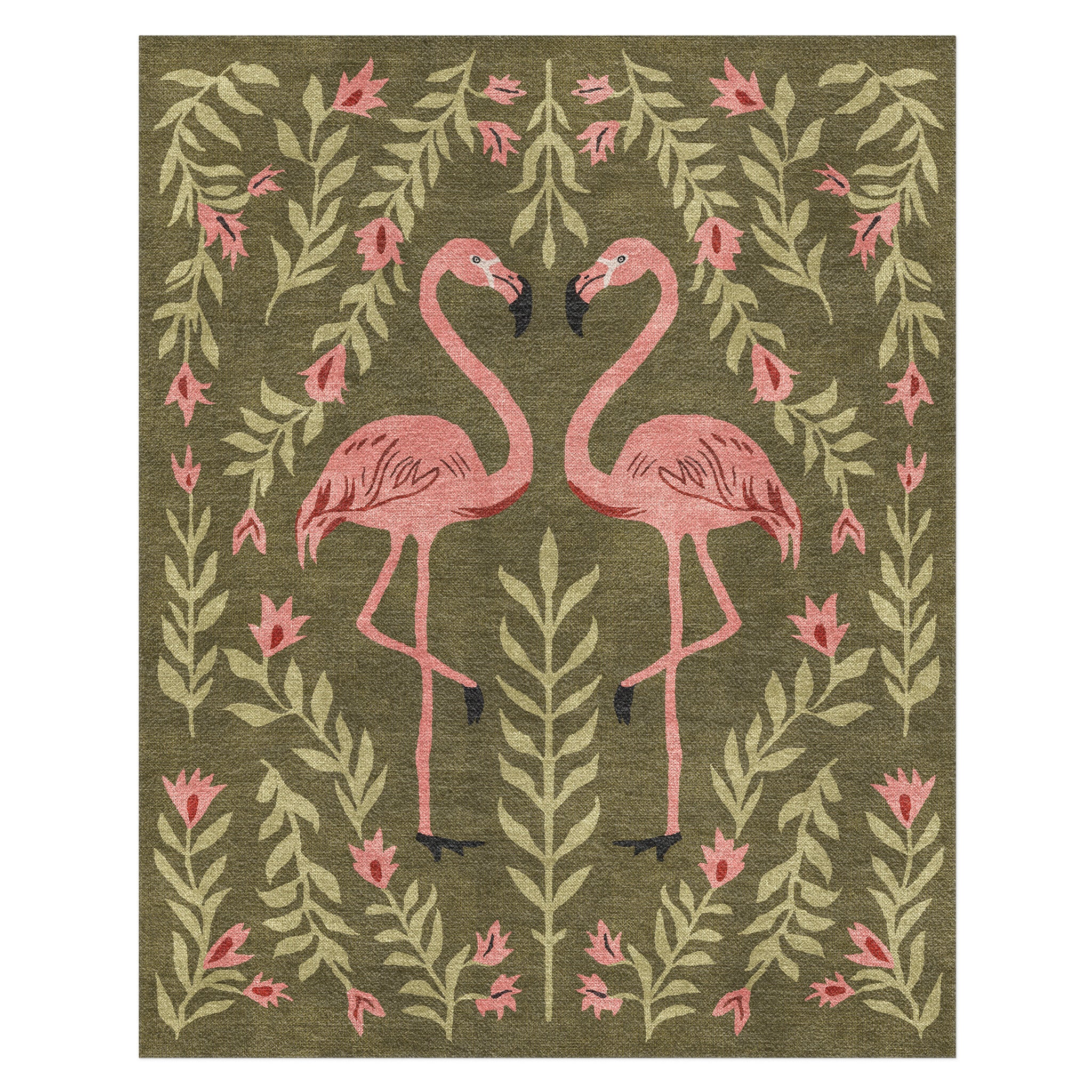 Flamingo Friends Sage Green Area Rug – Undrfoot Rugs