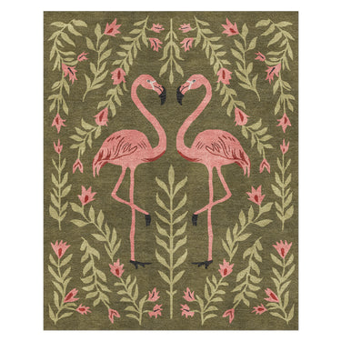 Flamingo Friends Sage Green in 8' x 10' Size