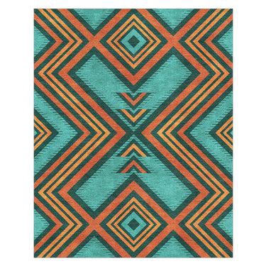 Pancho Turquoise & Vermillion in 10x8ft Size