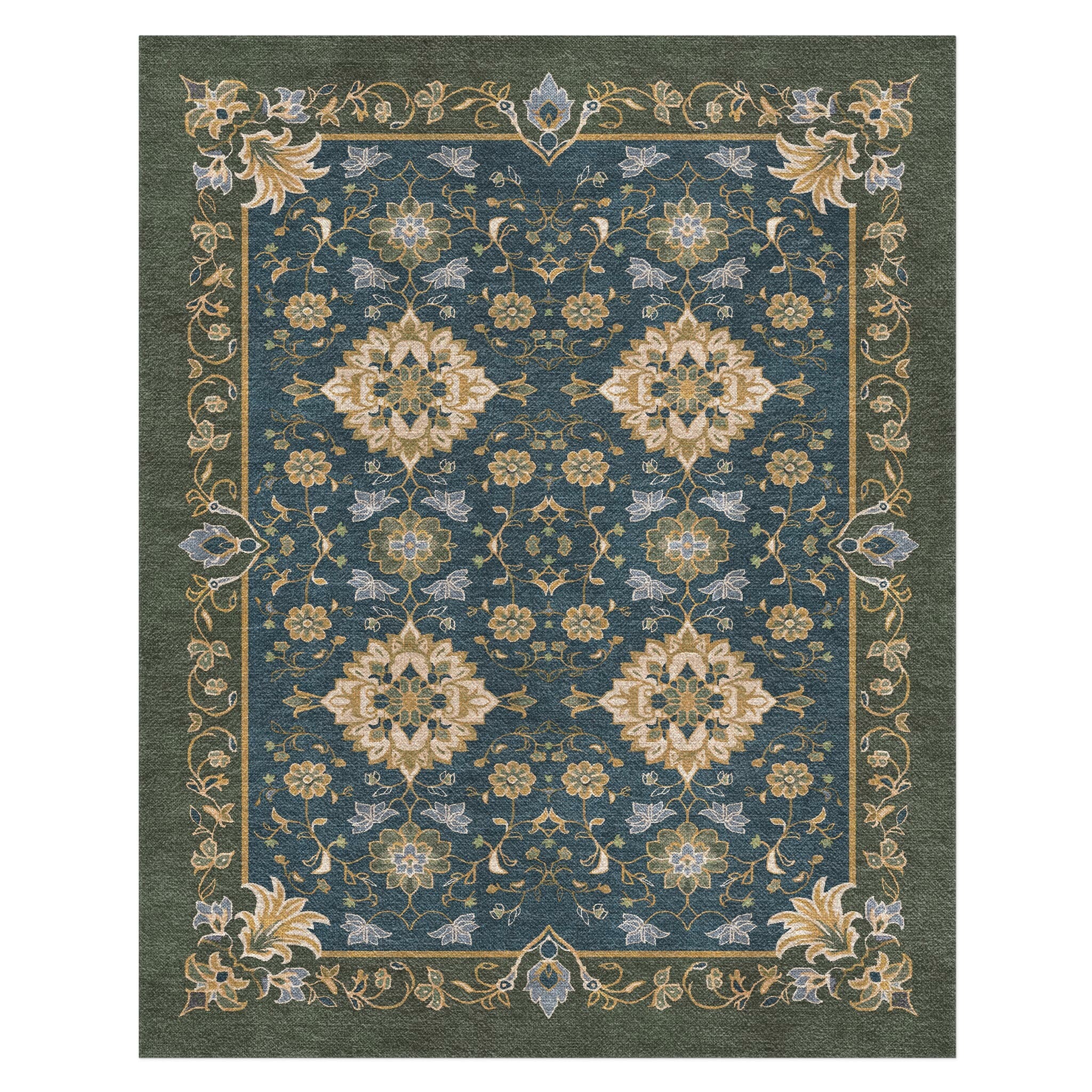 Green Navy Multi Rug Miriam Navy & Olive Green Area Rug – Undrfoot Rugs