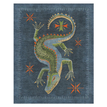 Hungry Aligator Navy in 8' x 10' Size