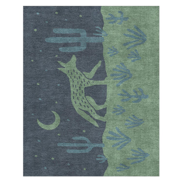 Desert Coyote Midnight Blue & Sage Green in 8' x 10' Size