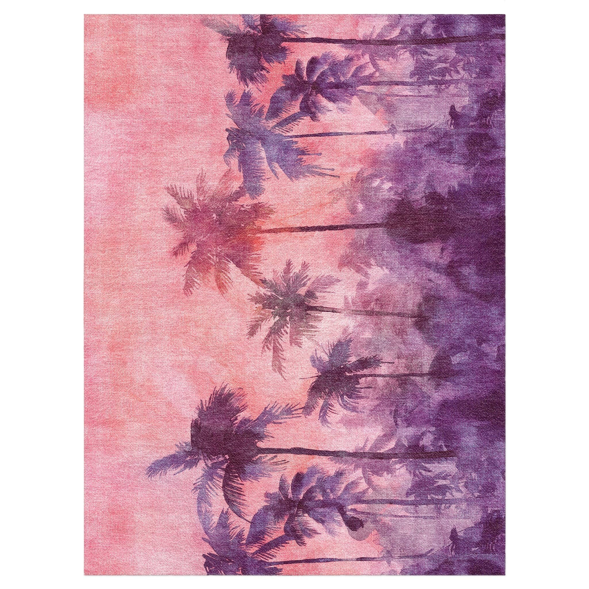 Palm Tree Sunset Rug Sunset Palms Pink & Purple Area Rug – Undrfoot Rugs