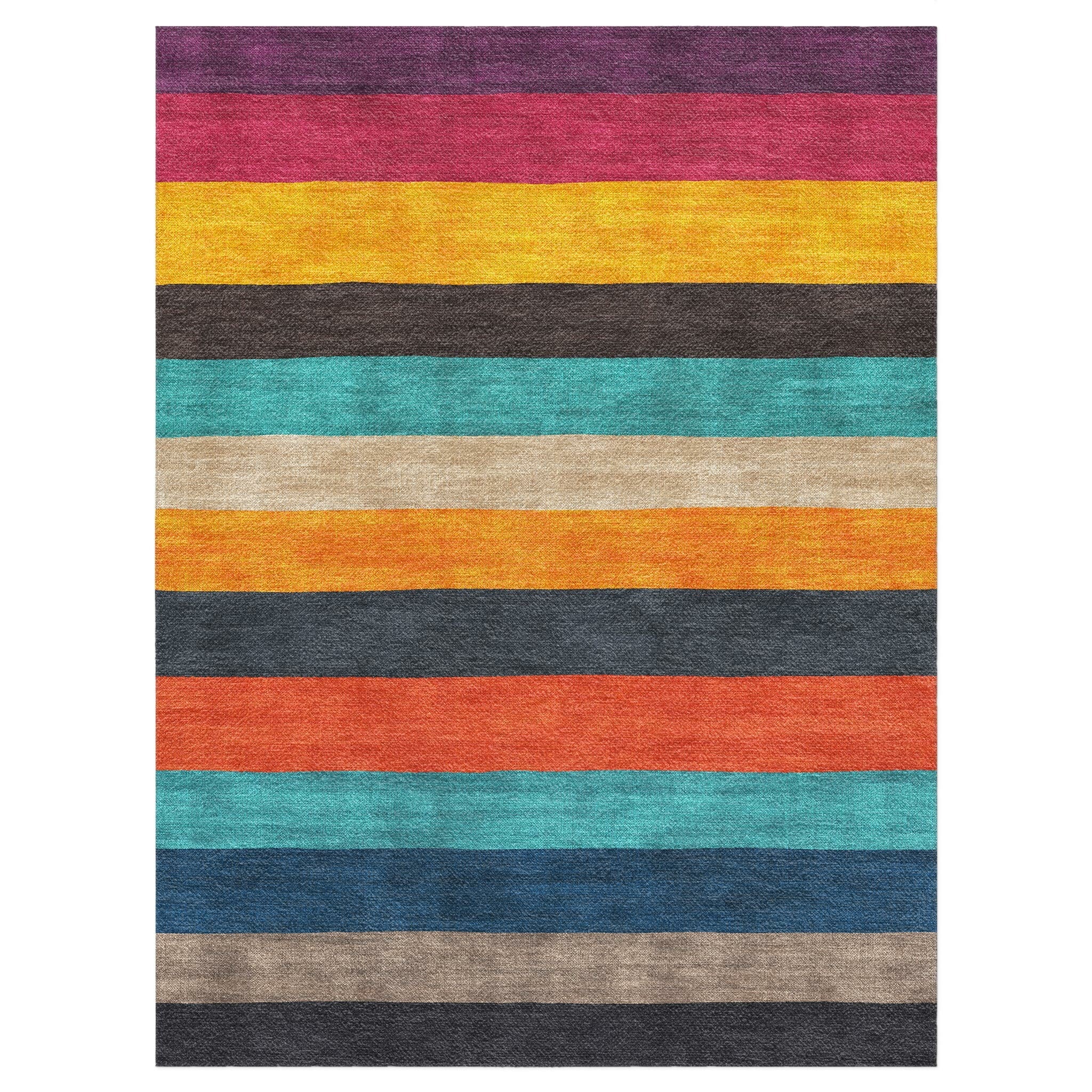 Multicolor Throw Rugs Brush Stripes Multicolor Area Rug – Undrfoot Rugs