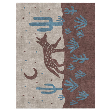 Desert Coyote Dark Red Clay & Dusty Blue in 9' x 12' Size