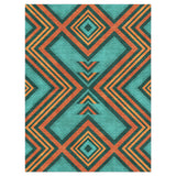 Pancho Turquoise & Vermillion in 12x9ft Size