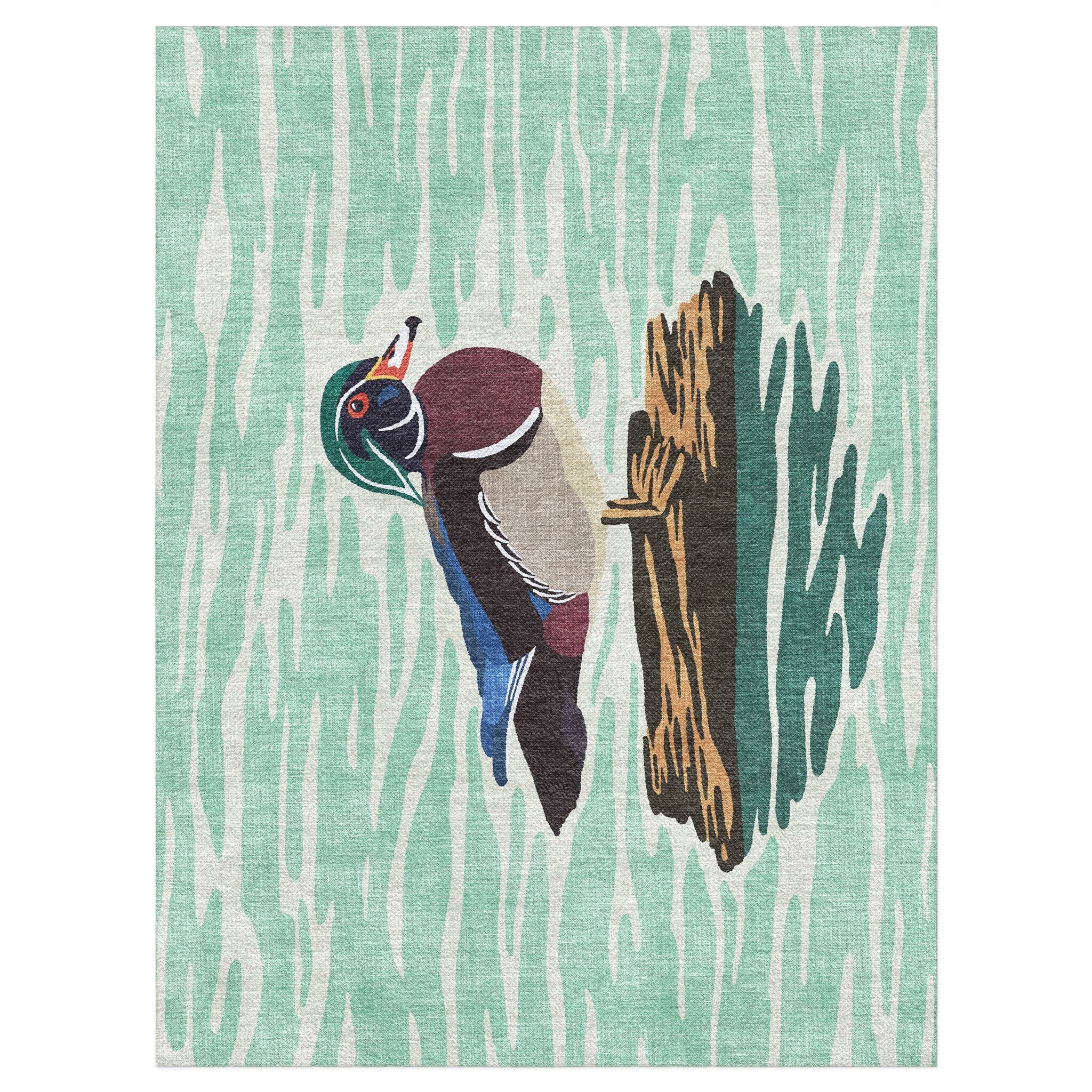 Pink Duck Rug Floating Wood Duck Area Rug – Undrfoot Rugs