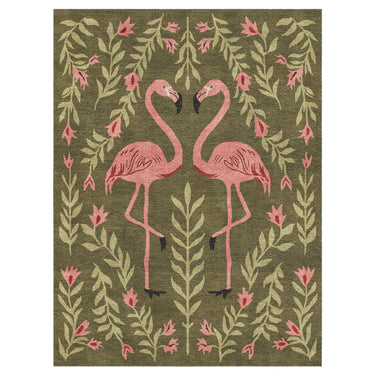 Flamingo Friends Sage Green in 9' x 12' Size