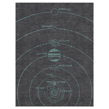 Solar System Dark Charcoal & Teal in 9' x 12' Size