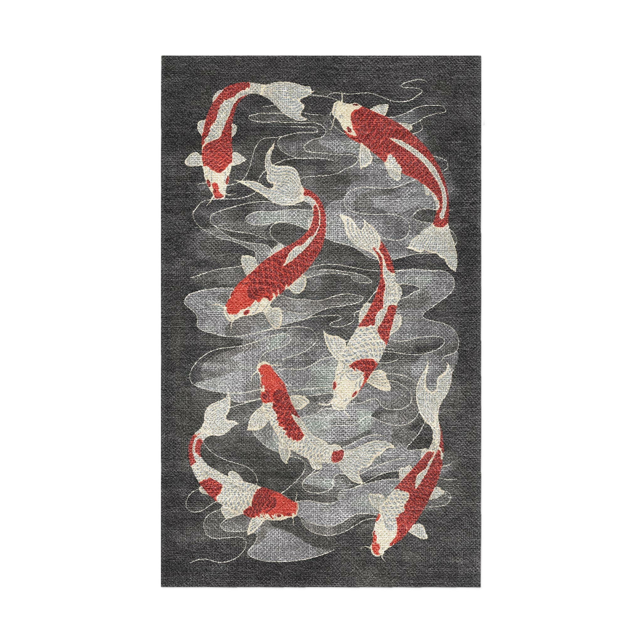 Red Koi Rug Koi Pond Charcoal Area Rug – Undrfoot Rugs