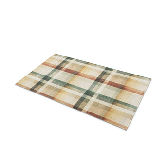Madras Plaid Taupe & Green in 21" x 34" Size