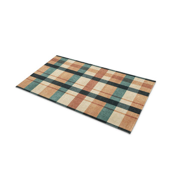 Brenton Plaid Taupe & Teal in 21" x 34" Size