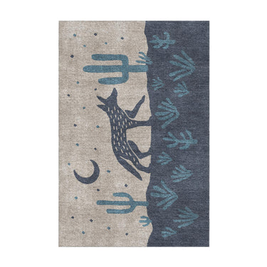 Desert Coyote Midnight & Dusty Blue in 2' x 3' Size