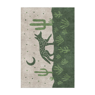 Desert Coyote Forest & Moss Green in 2' x 3' Size