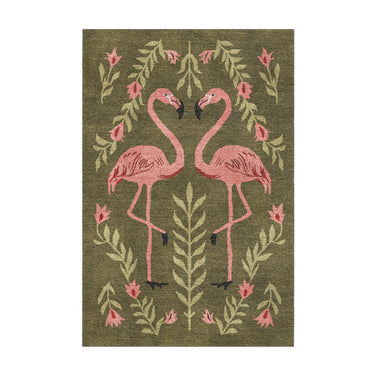 Flamingo Friends Sage Green in 2' x 3' Size