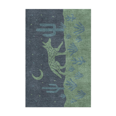 Desert Coyote Midnight Blue & Sage Green in 2' x 3' Size