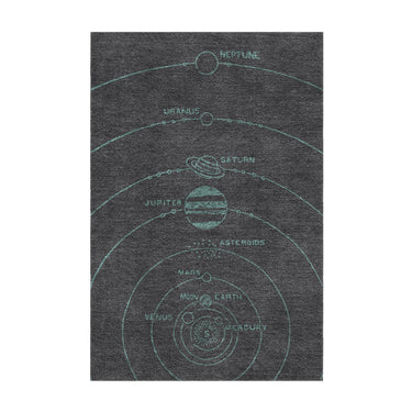 Solar System Dark Charcoal & Teal in 2' x 3' Size