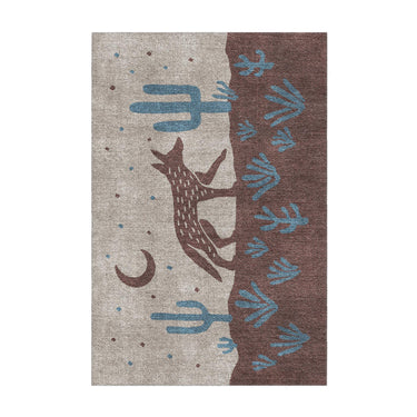 Desert Coyote Dark Red Clay & Dusty Blue in 2' x 3' Size