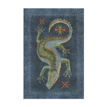 Hungry Aligator Navy in 2' x 3' Size