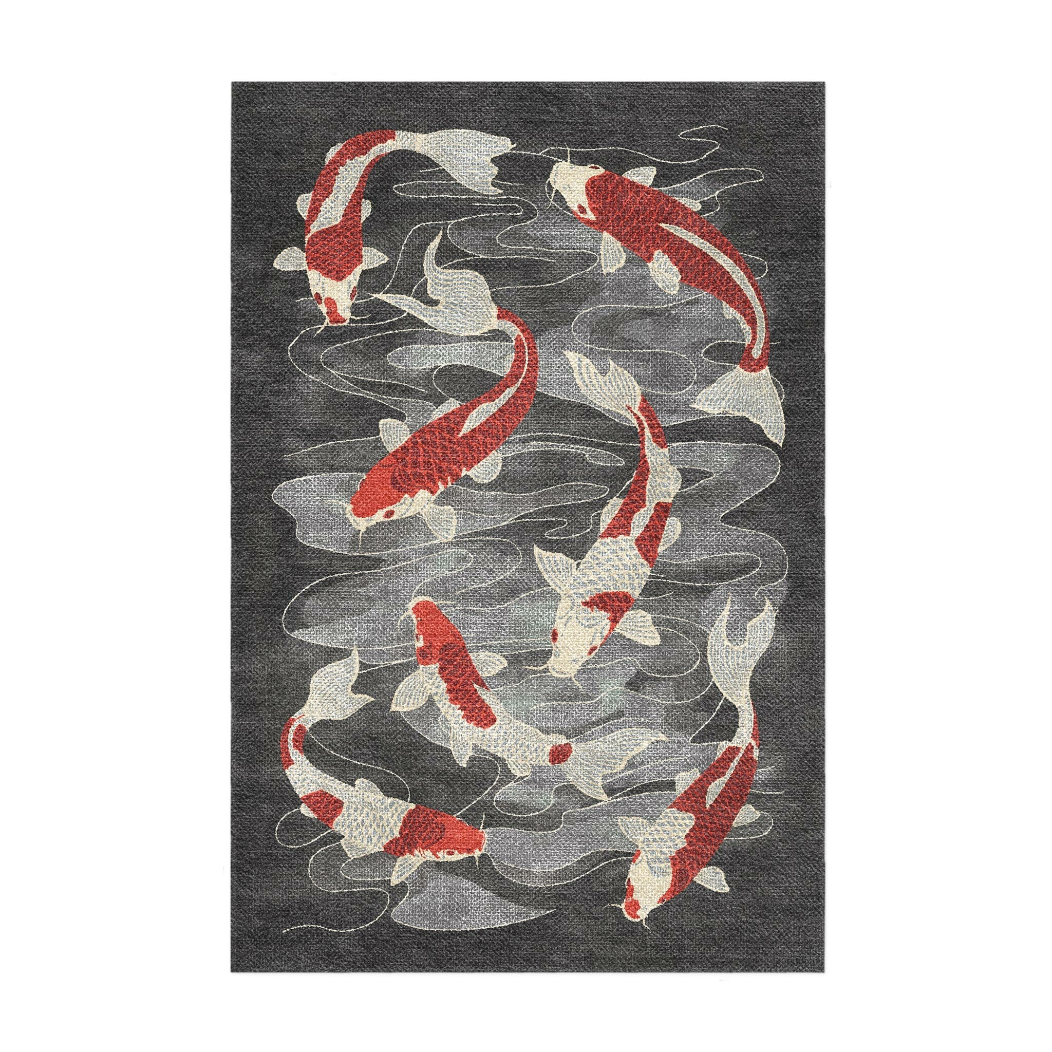 Red Koi Rug Koi Pond Charcoal Area Rug – Undrfoot Rugs
